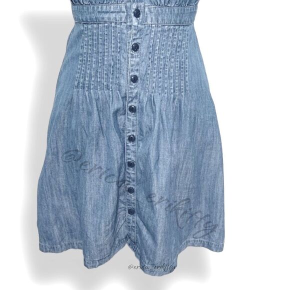 Philosophy Lightweight Denim Midi Knee Length Button Down Dress - Picture 6 of 10